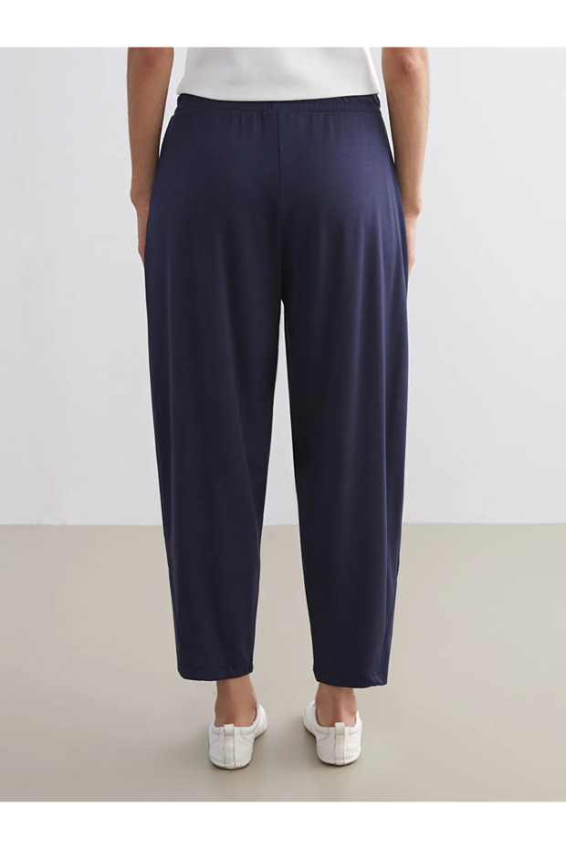 Navy Blue Women's Sweatpants with Elastic Waist - 5