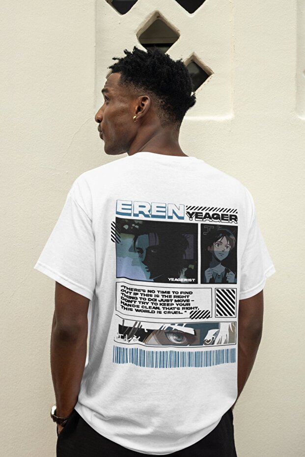 Attack on Titan Eren Yeager Back Printed Unisex Oversized Anime T-Shirt