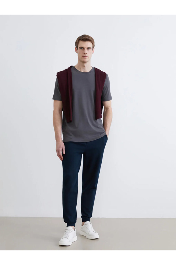 Navy Blue Standard Fit Men's Jogger Sweatpants - 4