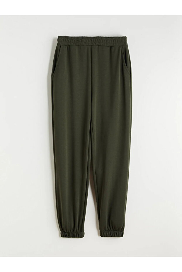 Khaki Elastic Waist Women's Jogger Sweatpants - 6