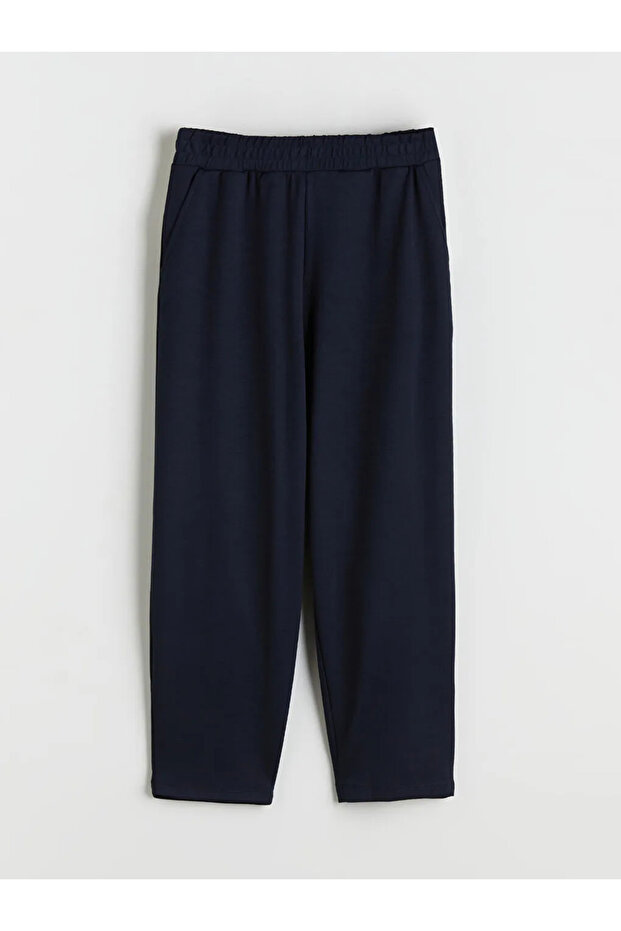 Navy Blue Women's Sweatpants with Elastic Waist - 6