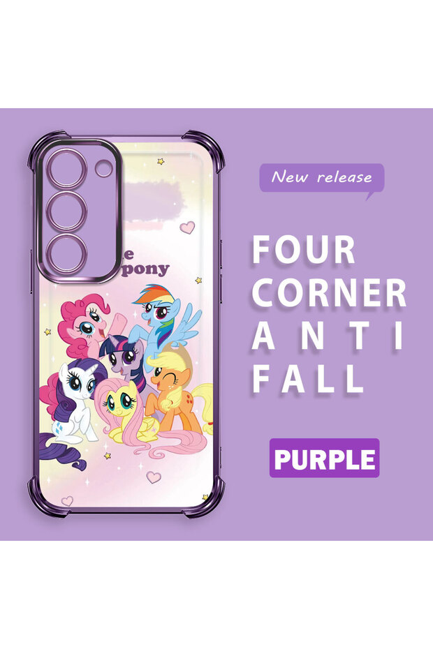 Samsung Galaxy S23 Compatible Transparent Silicone Camera Protection Anti-Bump Pony Pattern Case