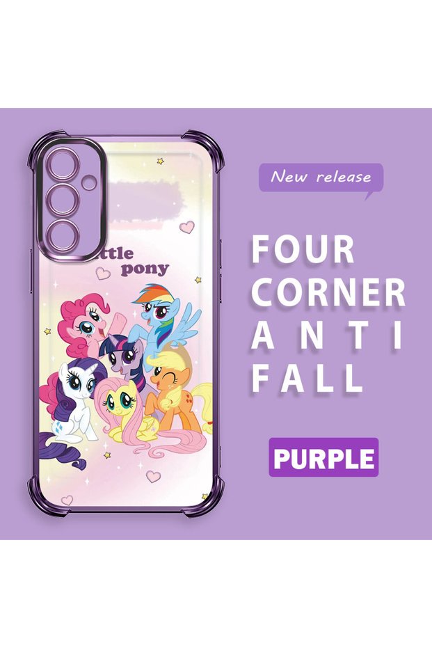 Samsung Galaxy A34 5g Compatible Transparent Silicone Camera Protection Anti-Bump Pony Pattern Case