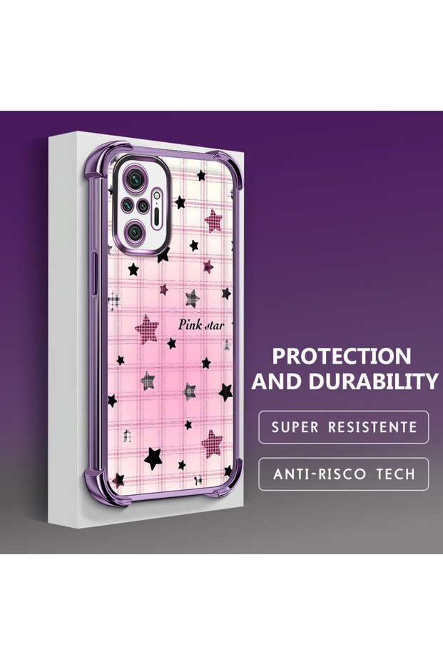 Redmi Note 10 Pro Compatible Transparent Silicone Colorful Star Camera Protection Anti-Shock Case