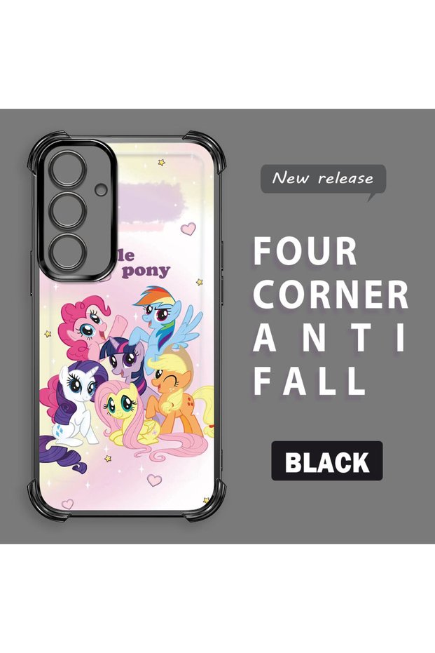 Samsung Galaxy S24 Fe Compatible Transparent Silicone Camera Protection Anti-Bump Pony Pattern Case