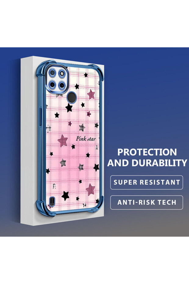 Realme C25Y/C21Y Compatible Transparent Silicone Colorful Star Camera Protection Anti-Shock Case