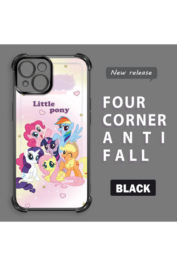 iPhone 15 Compatible Transparent Silicone Camera Protection Anti-Shock Pony Pattern Case