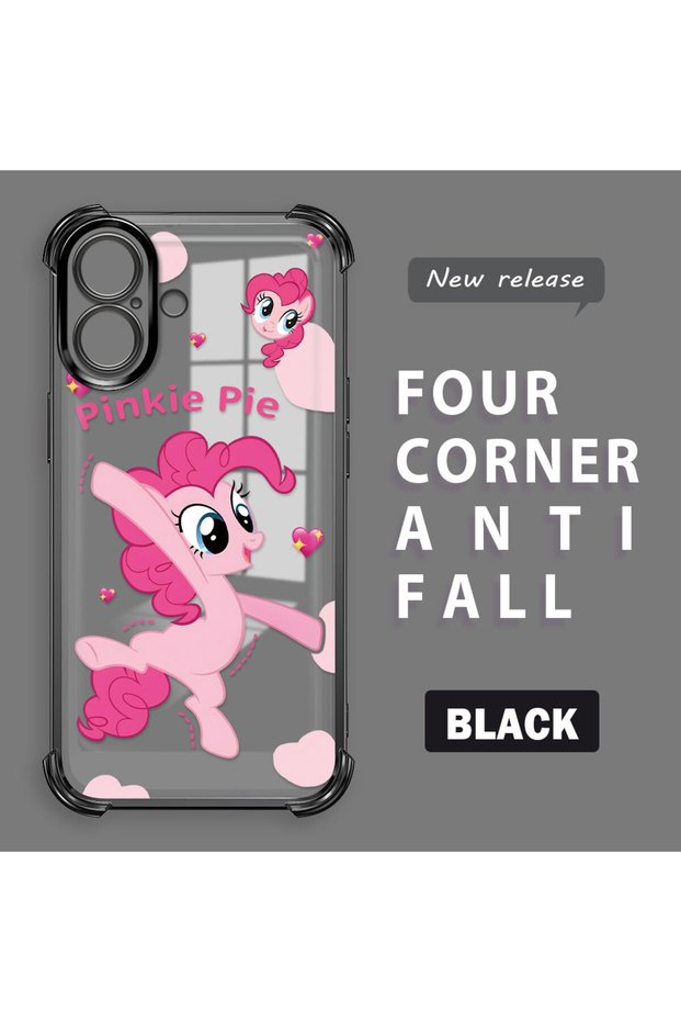 iPhone 16 Compatible Transparent Silicone Case Pony Pattern Camera Protection Anti-Shock