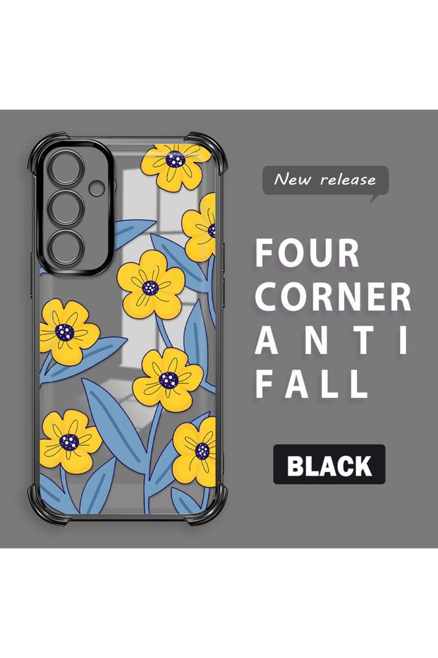 Samsung Galaxy A55 Compatible Transparent Silicone Case Little Yellow Flower Camera Protection Anti-Shock