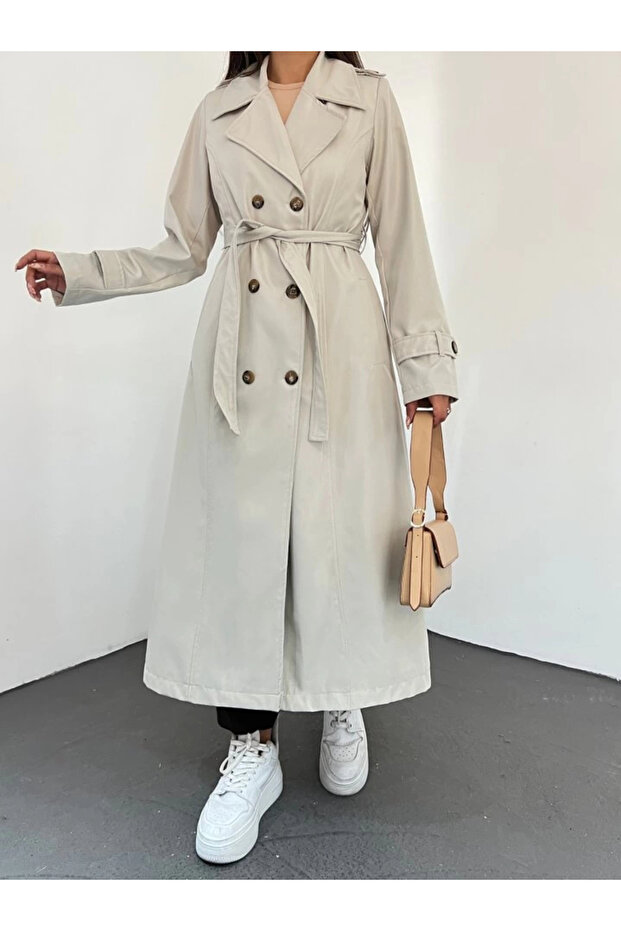 معطف مبطن بحزام - حجر - 2