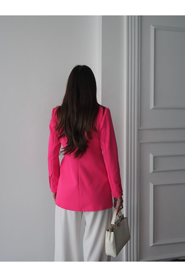 Asymmetrical Cuffed Lined Blazer Jacket - 2