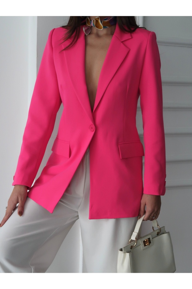 Asymmetrical Cuffed Lined Blazer Jacket - 6