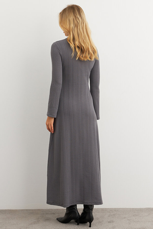 Kadın Antrasit Basic Maxi Elbise MTF30 - 7