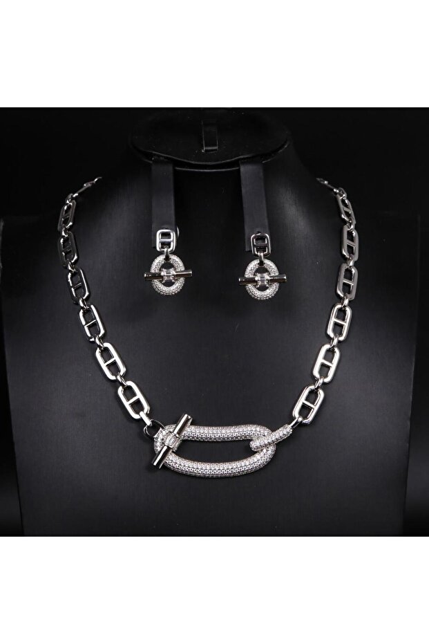 سلسال فضي بحلق اصدار خاص بضمان على اللون RM-25034