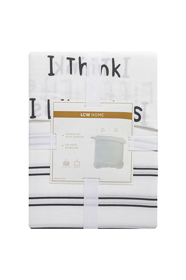 Lcw Home Black Striped Double Duvet Cover Set - 2