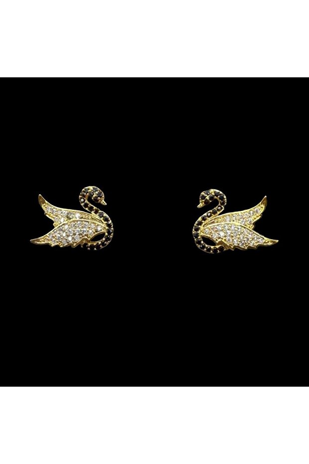 A luxurious gold and black earring set with a unique design and a color guarantee.