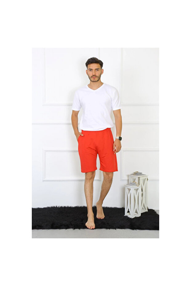 Mi̇ray- Men's Cotton Red Shorts - 1