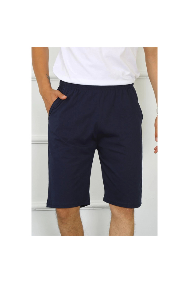 Mi̇ray- Men's Cotton Navy Blue Capri Pants - 4