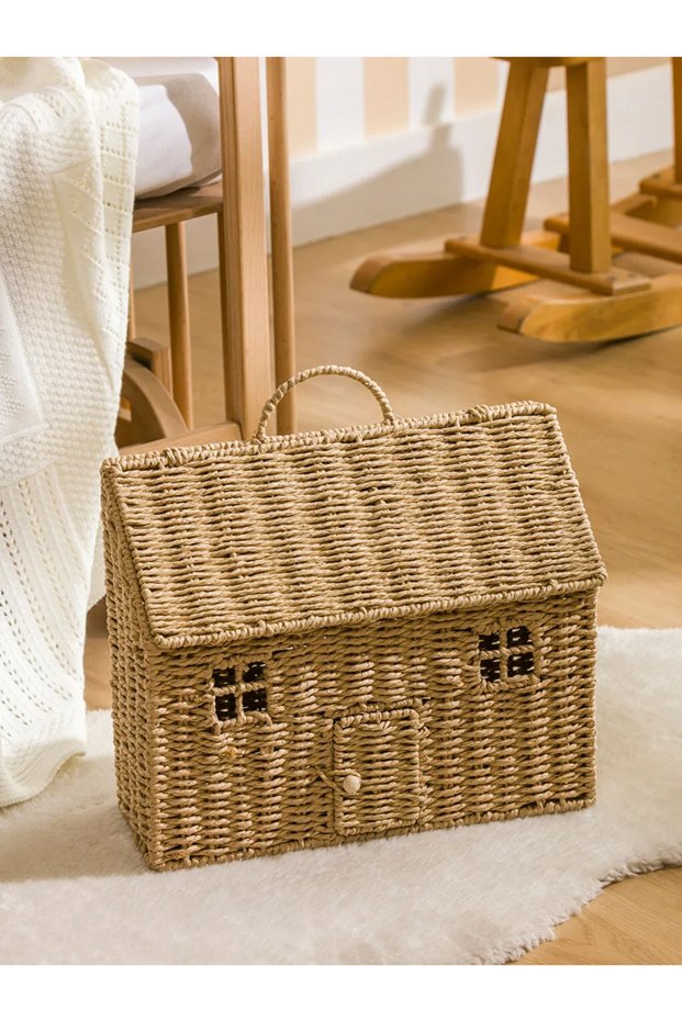 Lcw Home Brown Wicker Basket Organizer 37 cm