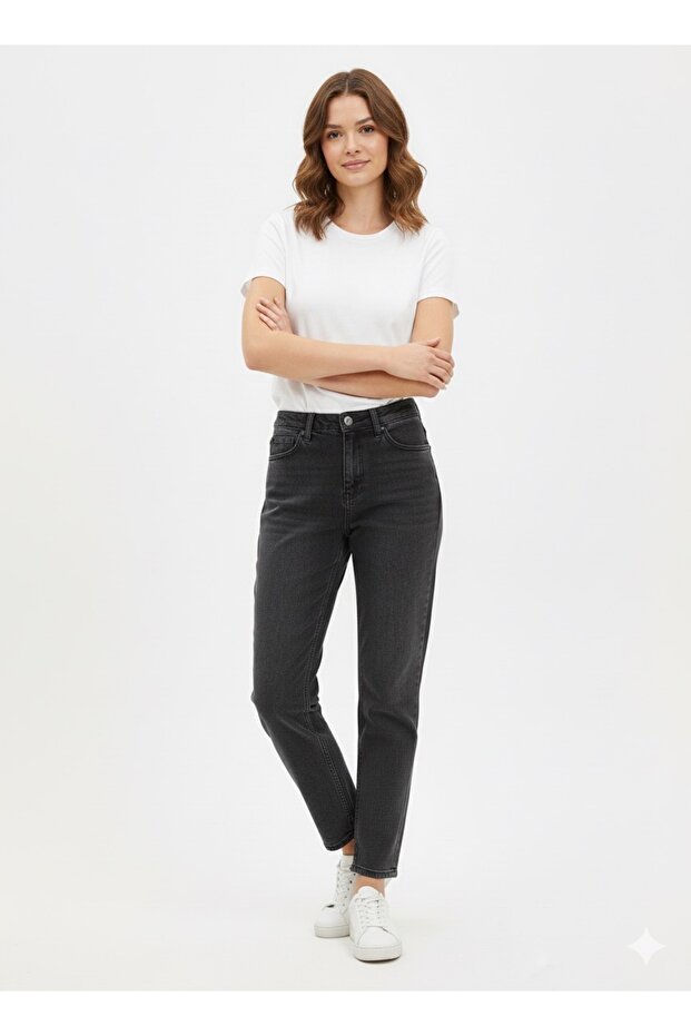 Women's High-Waisted Boyfriend/Mom Jeans Denim Pants