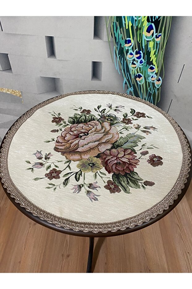غطاء طاولة القهوة المزخرف 50×50 سم دائري
