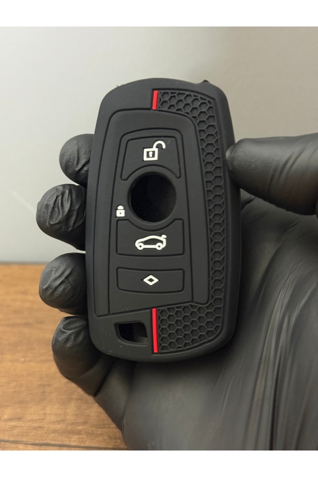 Bmw F30 F32 F10 F20 Compatible 4-Button Honeycomb Pattern Key Fob Protection Case - Black Red