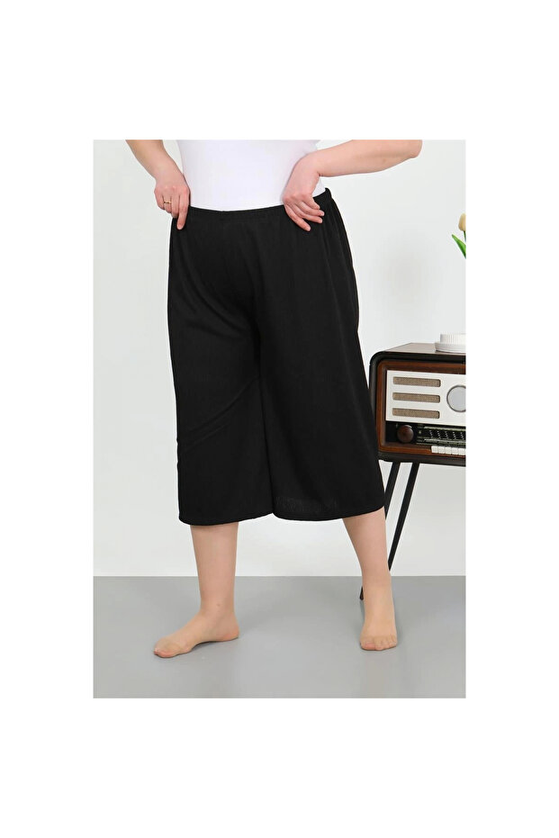 Mi̇ray- Women's Plus Size Wrinkled Capri Pants - 3