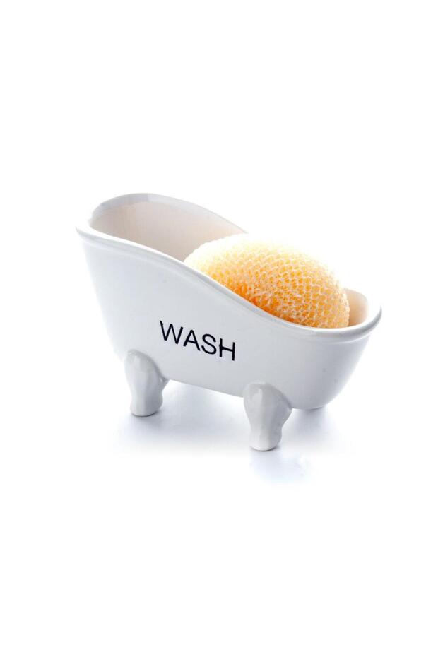 Mini Bathtub Design Ceramic Sponge Holder and Soap Dish - 1
