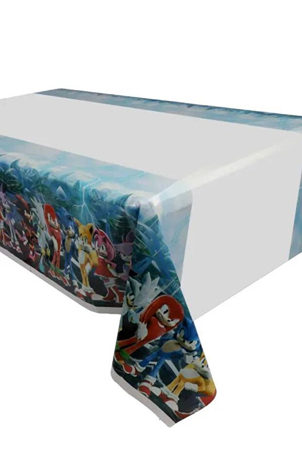 Sonic Theme Table Cover 108×180cm – Blue Gaming Birthday Party Tablecloth
