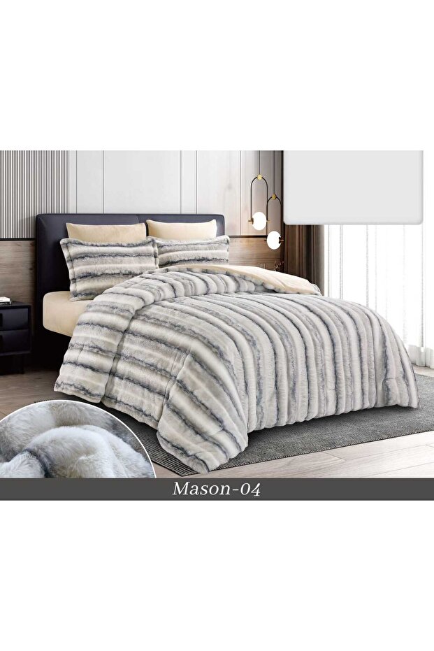 Winter faux fur quilt, 6 pieces - 1