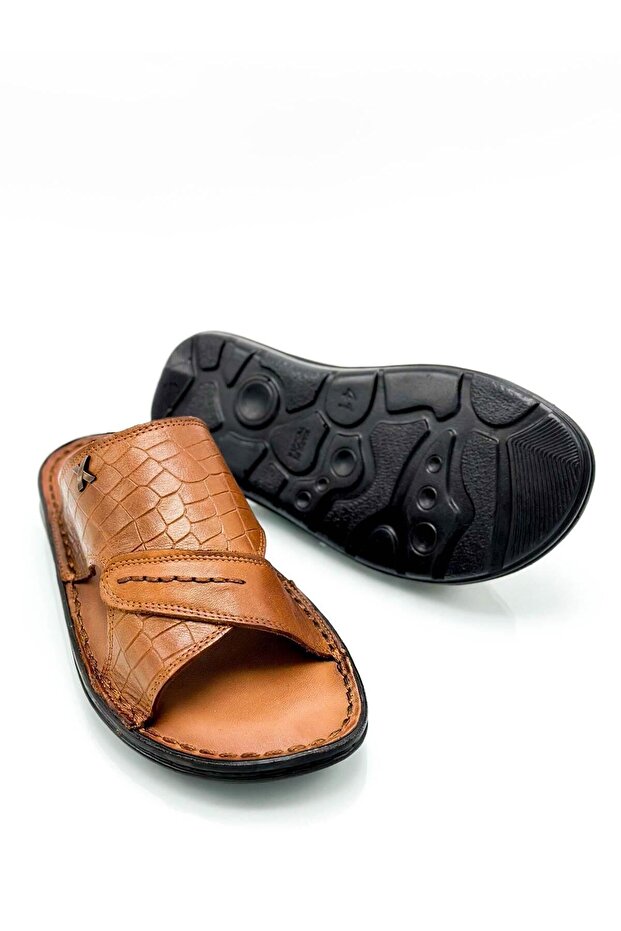 Genuine Real Leather Men's Slippers Lightweight Slippers Leather 3d Tan 1 - 5