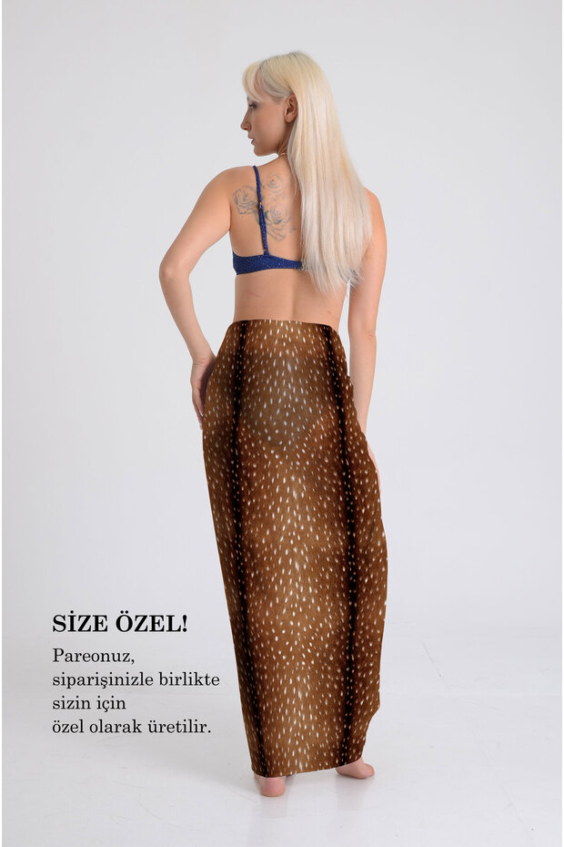 Deer Patterned Pareo |   The Bold Statement Piece of Your Collection |   100X145 cm |   Digital Printing Chiffon / Satin - 3