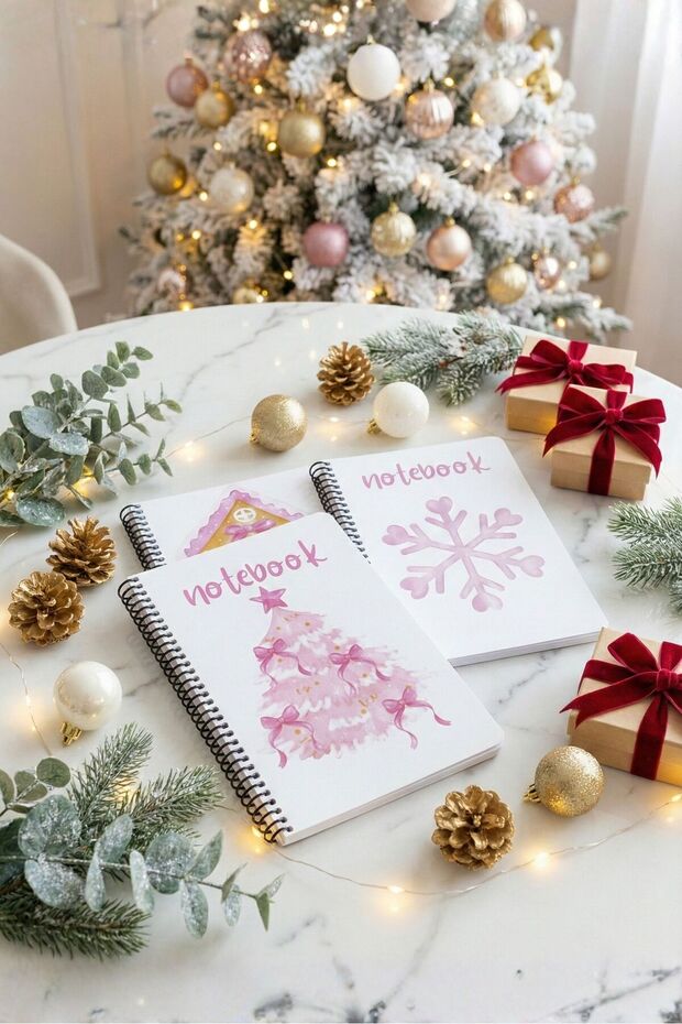 A5 Spiral 3-Pack Unlined Notebook Set - 14.8 X 21 cm 40 Sheets Notebook Winter Series
