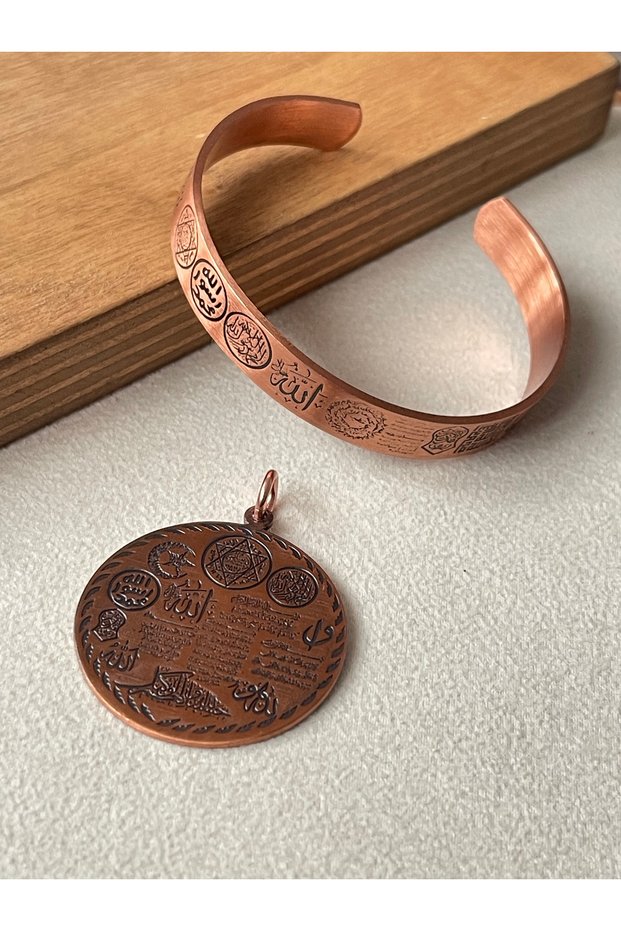 Copper protection prayer lucky number and protection symbol necklace bracelet set copper set