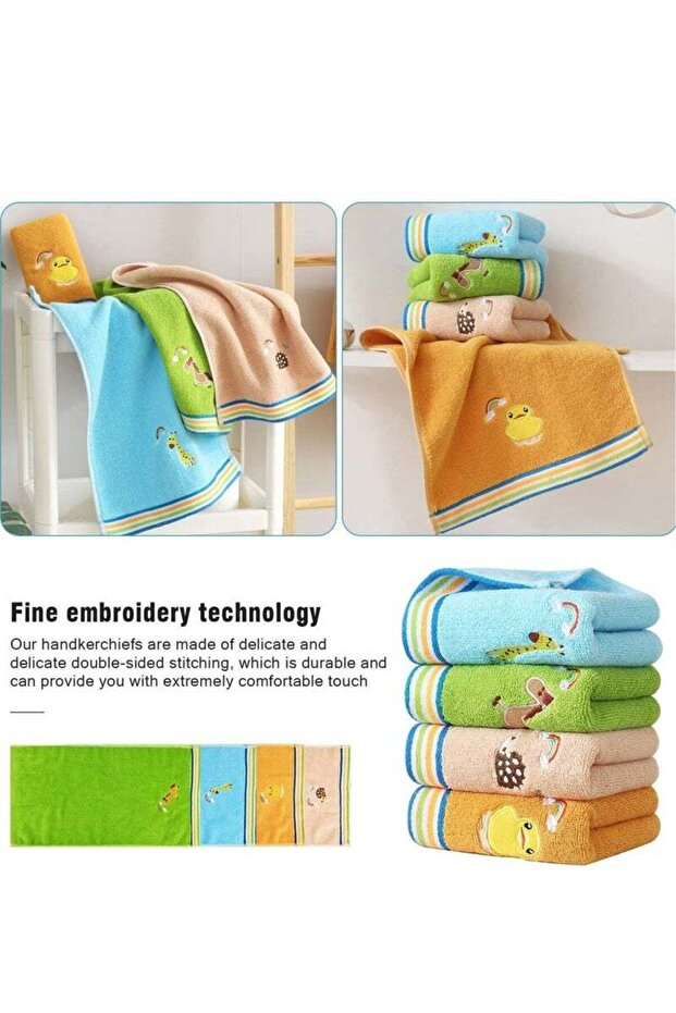 Baby Washcloths, 4 Pack Kids Washcloth Towels, 100% Cotton Kids Face Towels Hand Towels for Bathroom - 4