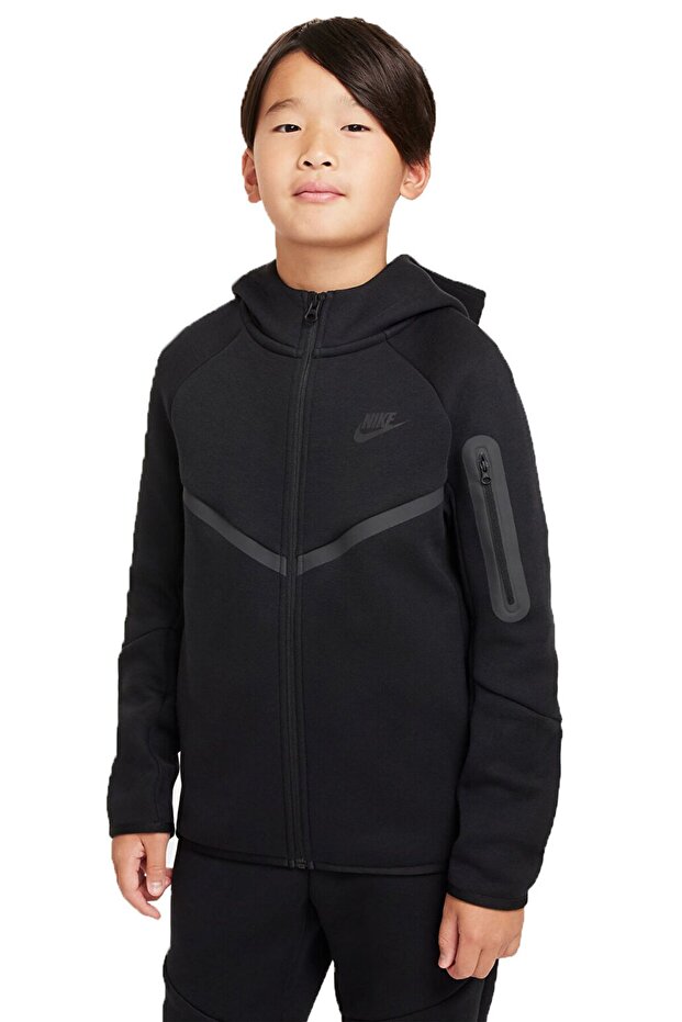 سويت شيرت للأطفال من Tech Fleece بسحاب بغطاء رأس