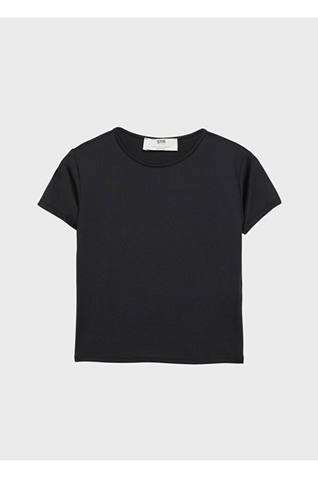 Crew neck polyamide crop blouse - 3