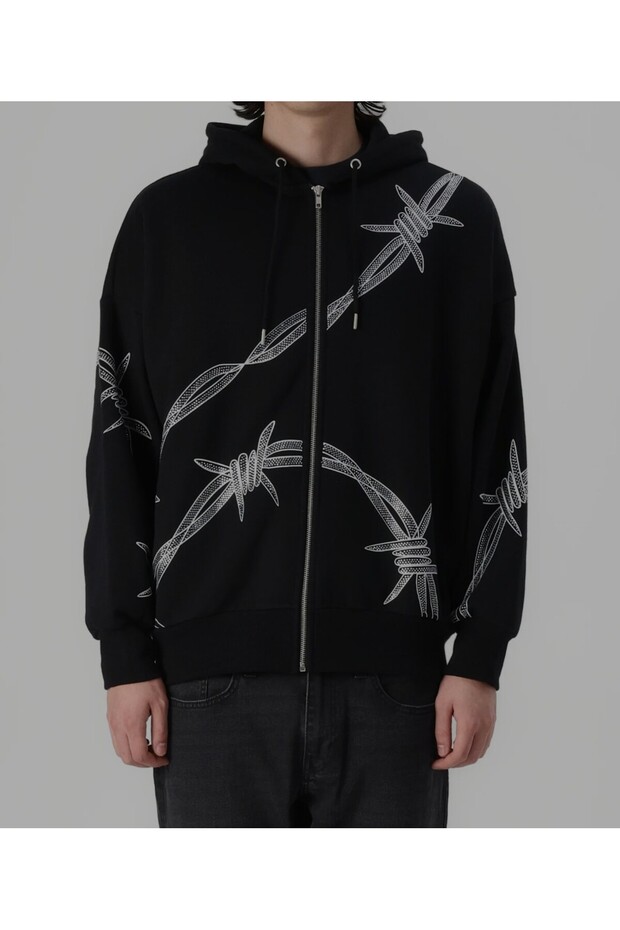 Stone Embroidered K Hooded Sweatshirt