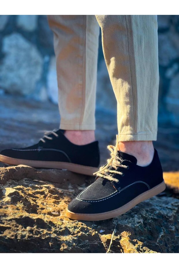 Kb-X5 Men's Casual Lace-Up Suede Classic Shoes - Black