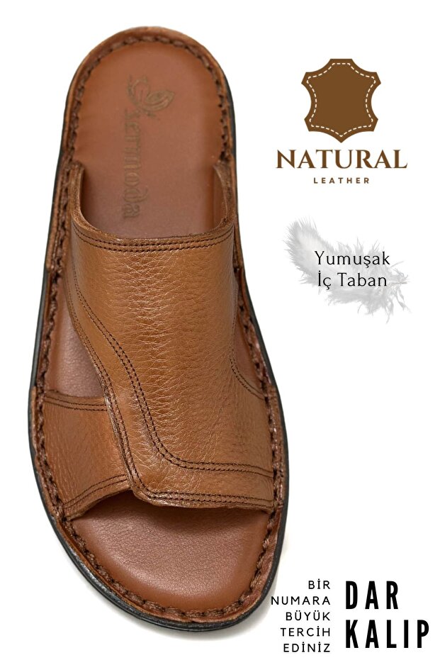 Genuine Real Leather Men's Slippers Lightweight Slippers Leather A SirTan