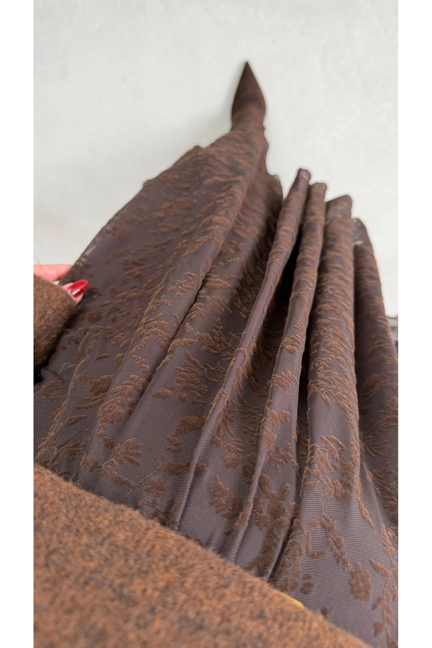 Women's Bitter Brown Lined Asymmetrical Cut Premium Skirt - 2