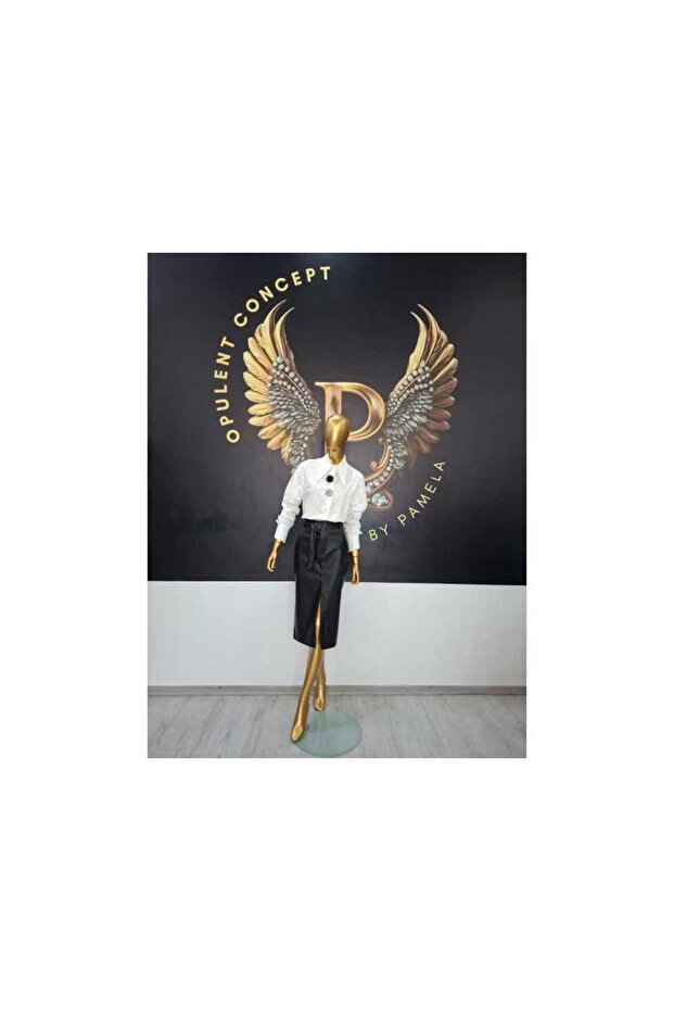 WHITE SHIRT WITH BROOCH BUTTONS - WHITE, ONE SIZE - 1