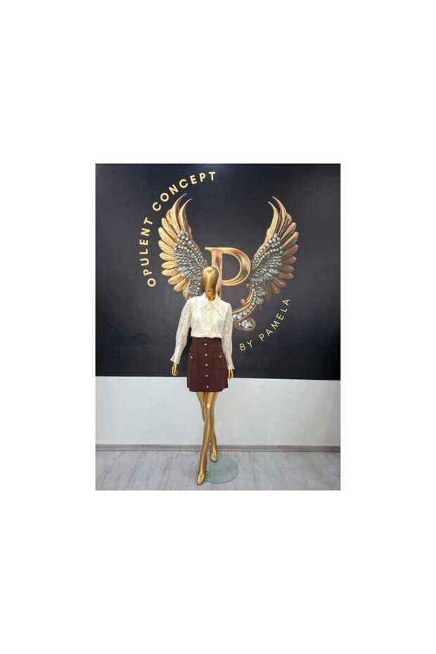 STEPHANIE BROWN SKIRT - BROWN, SINGLE WAIST - 1