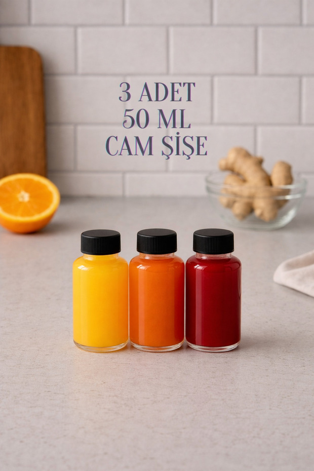 3 Pieces 50 ml Transparent Small Bottle 50 Cc Glass Bottle with Black Leak-Proof Cap Gift - 1