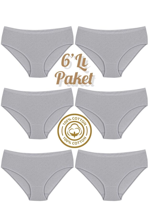 6-Pack 100% Cotton Heart Pattern High Waist Bato Women's Panties Ozten6-100