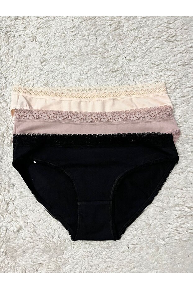 Dantelli Pamuklu Slip Külot 3'lü Set