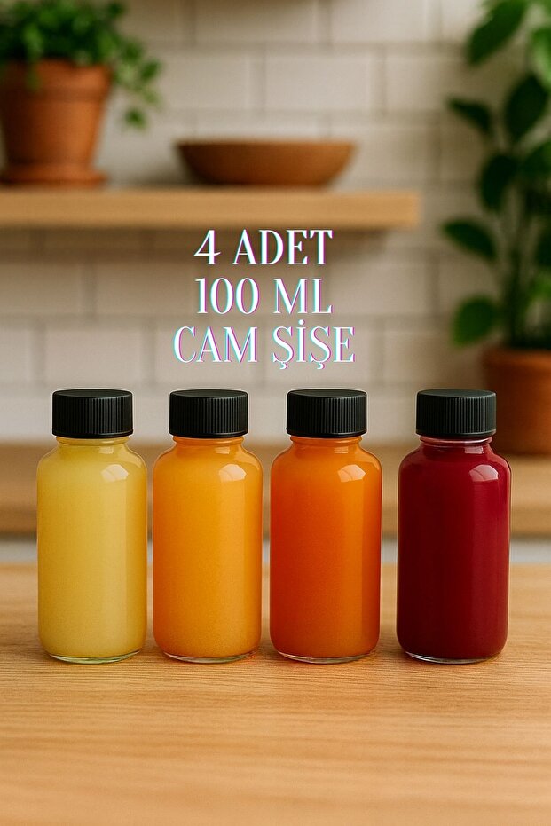 4 Pieces 100 ml Transparent Small Bottle 100 Cc Glass Bottle with Black Leak-Proof Cap Gift - 1