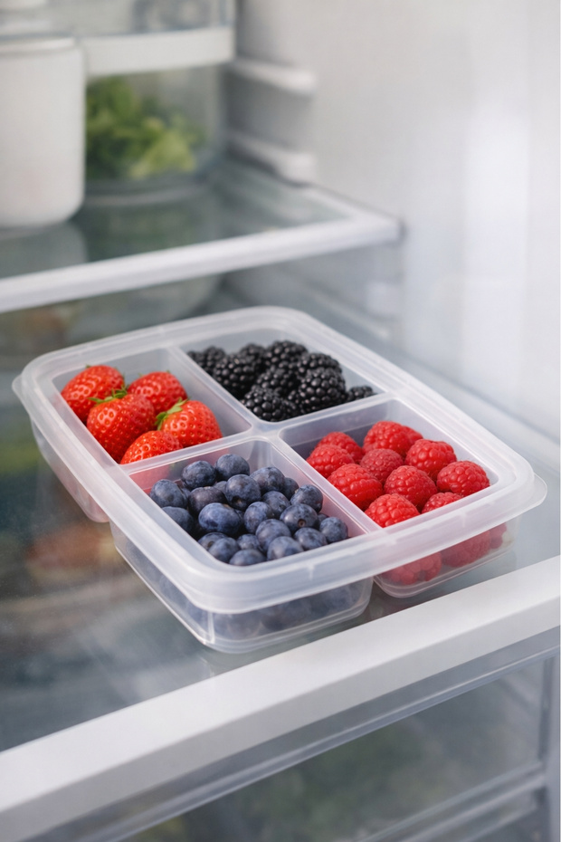 4 Compartment Refrigerator Organizer 400 Ml, Freezer Organizer, Set of 2 “Transparent” - 2