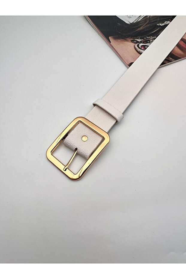Gold Square Buckle Women's Belt, Jacket Belt, Trouser Belt.