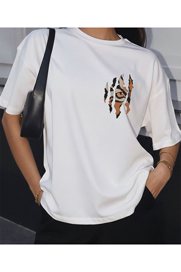 Tiger Eye Yan Printed Oversized Unisex Cotton Tshirt - T-Shirt - 2